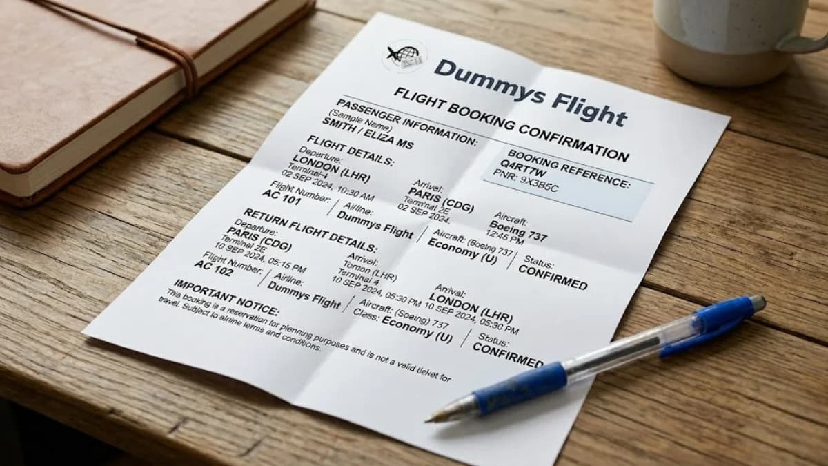 Dummy Airline Ticket for Visa and Travel Documentation