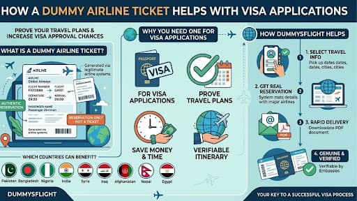 Dummy airline ticket used to support a smooth visa application process