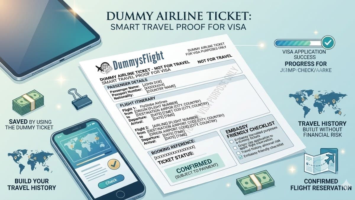 Dummy airline ticket and smart travel proof for visa applications