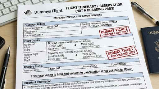 Real dummy flight ticket for visa quick booking