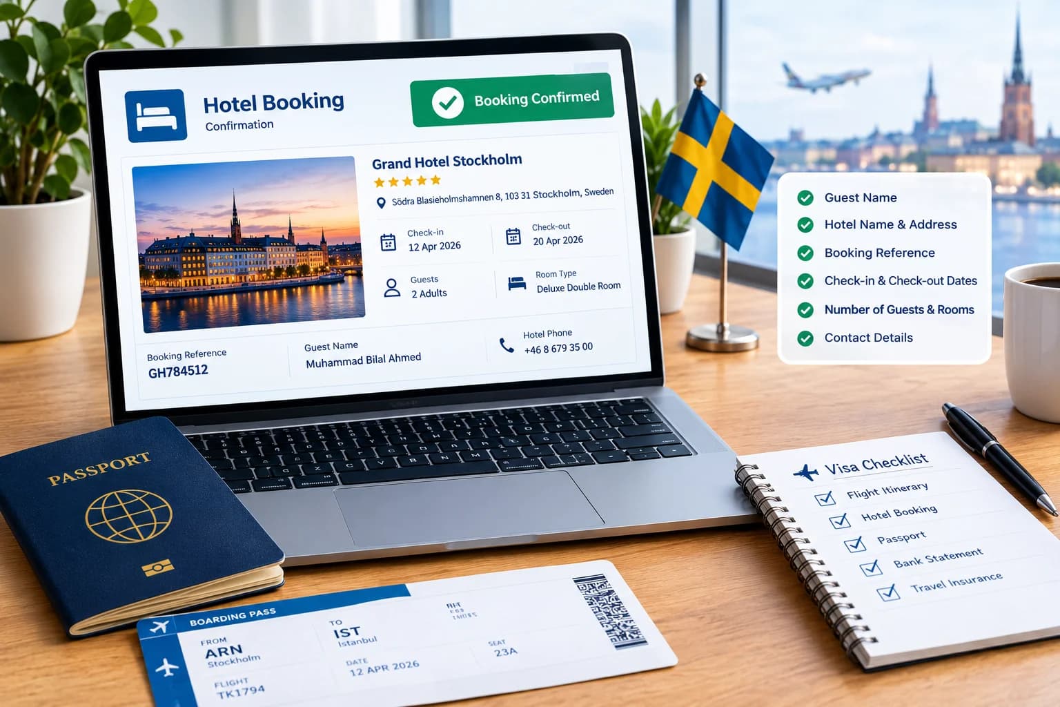 Dummy hotel booking for visa guide