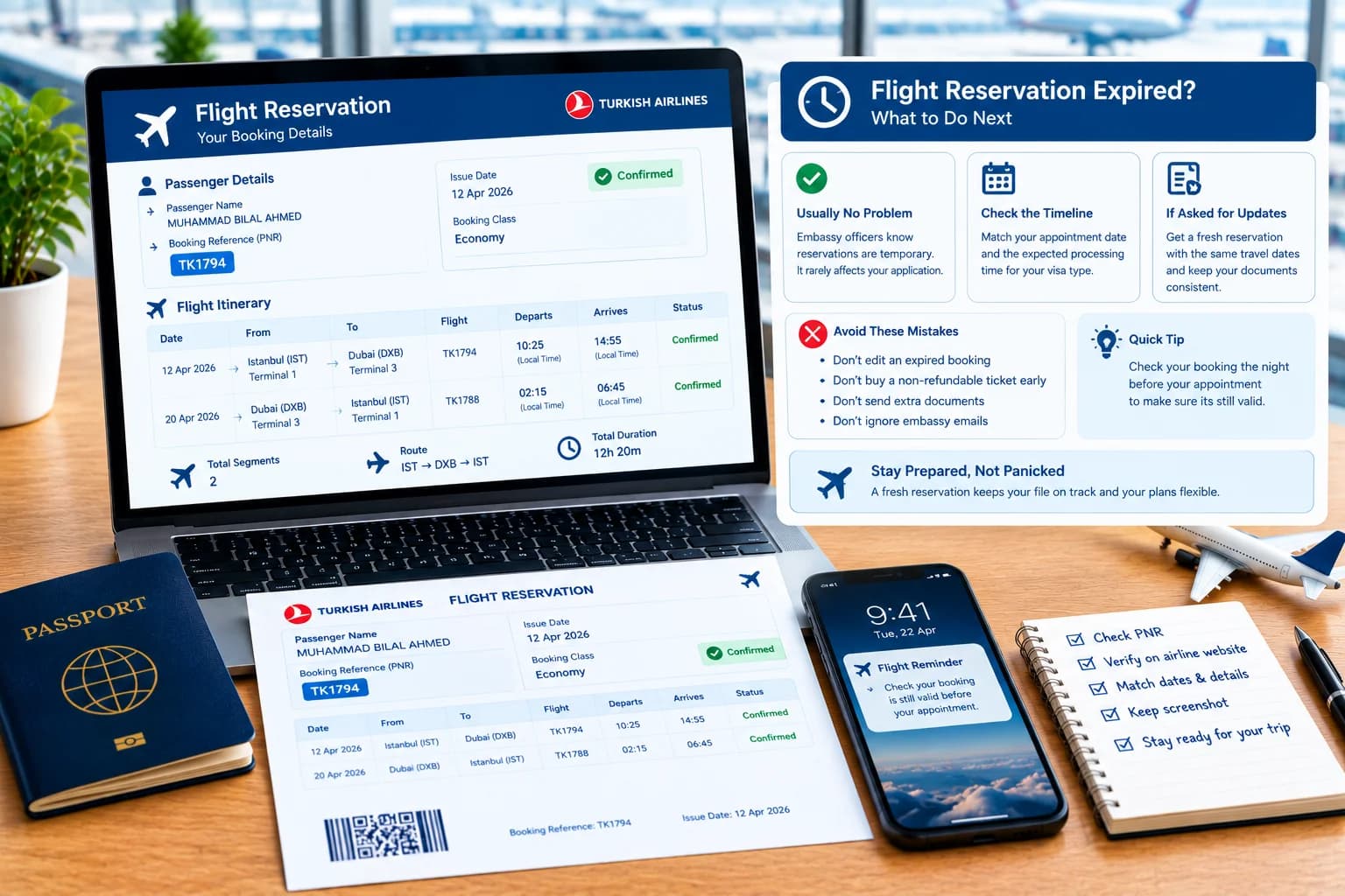 Flight reservation expires before visa decision - what to do