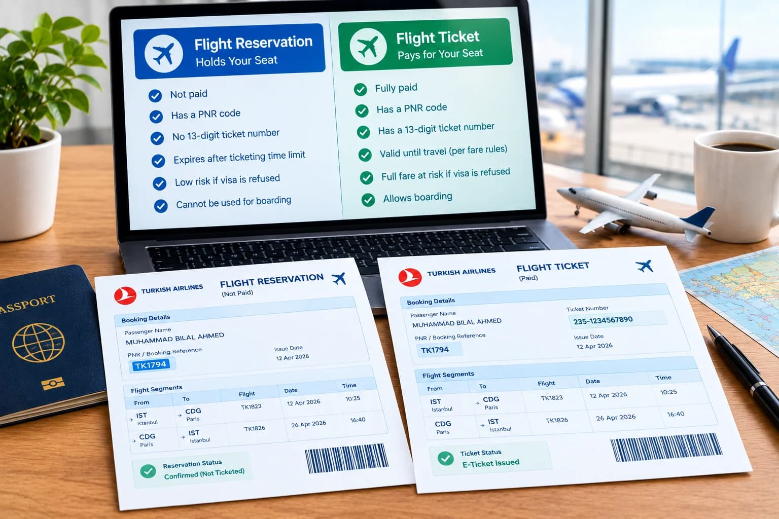 Flight Reservation vs Flight Ticket: Know the Difference